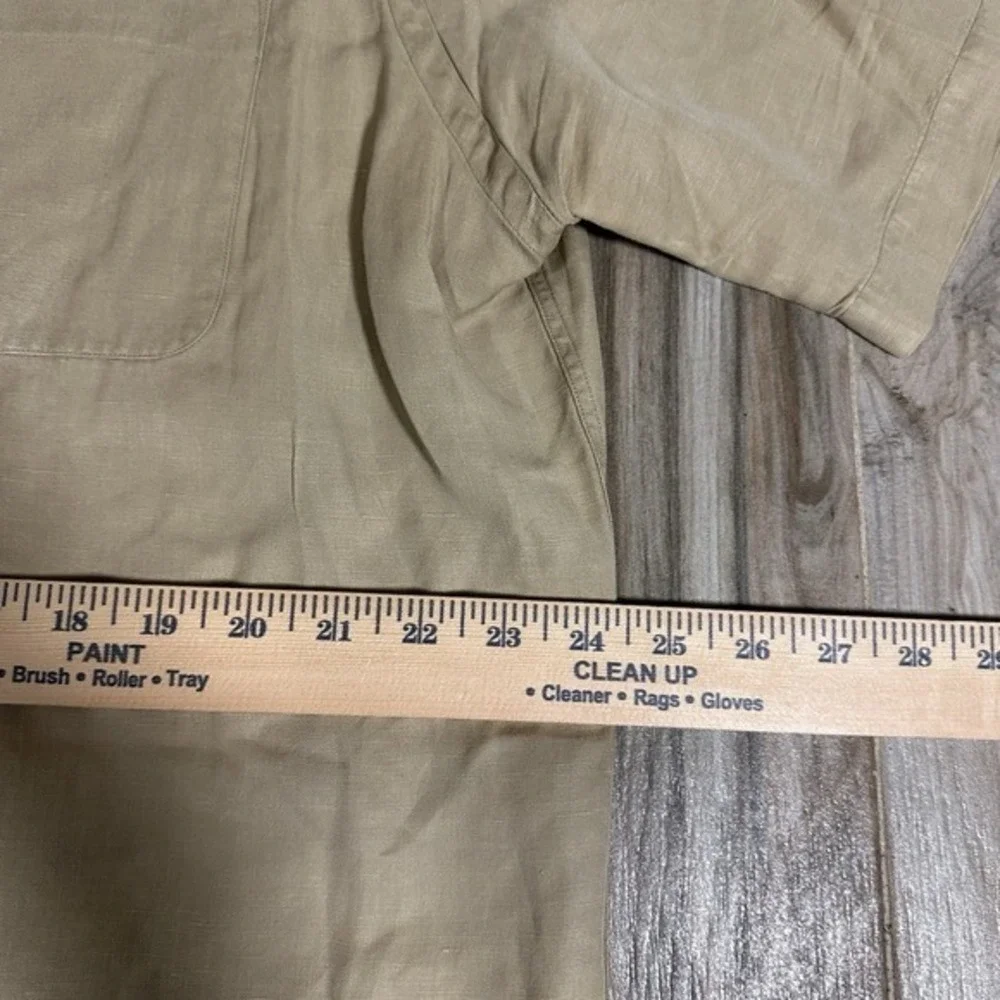 VTG Polo Ralph Lauren‎ Shirt Mens Large Silk Linen Caldwell Loop Camp Collar Tan